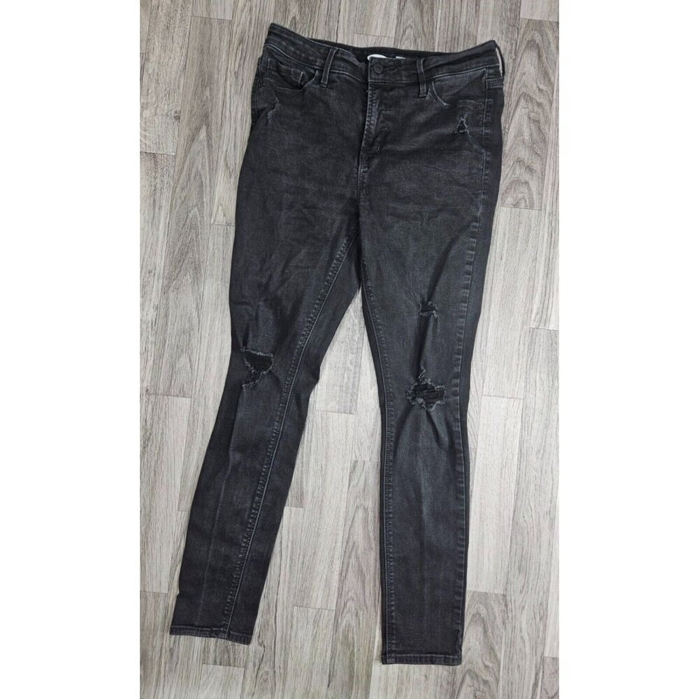 Old Navy Womens Size 10 Rockstar Skinny High Rise Distressed Black Grey Jeans